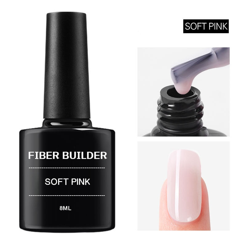 Fibre builder gel transparent white pink colors repair nail tips UV nail polish fiber gel