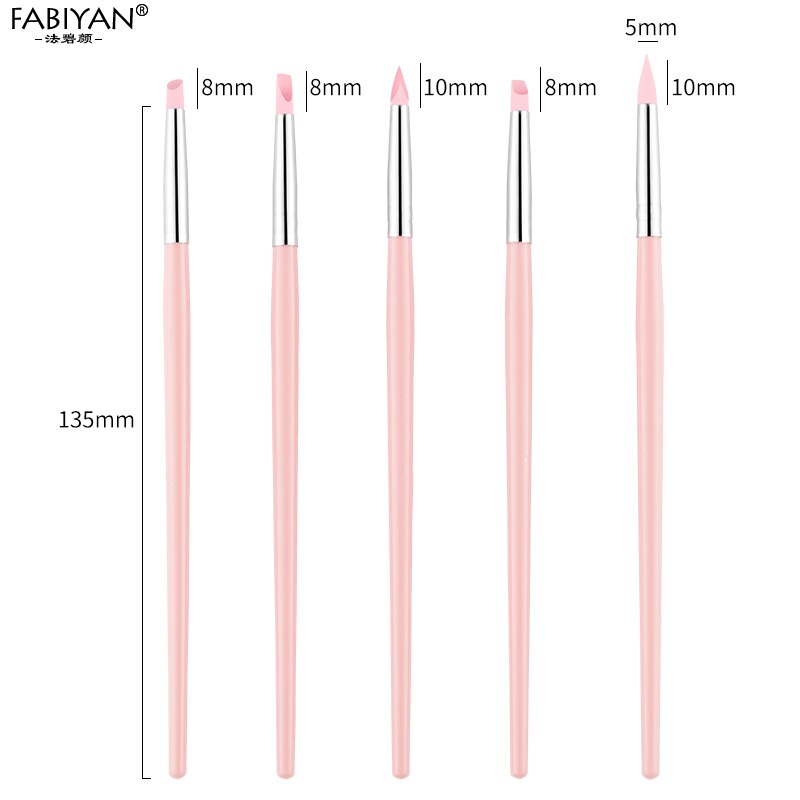 5Pcs of Silicone Manicure Tools Brush Soft Pen brushes for Nail Art
