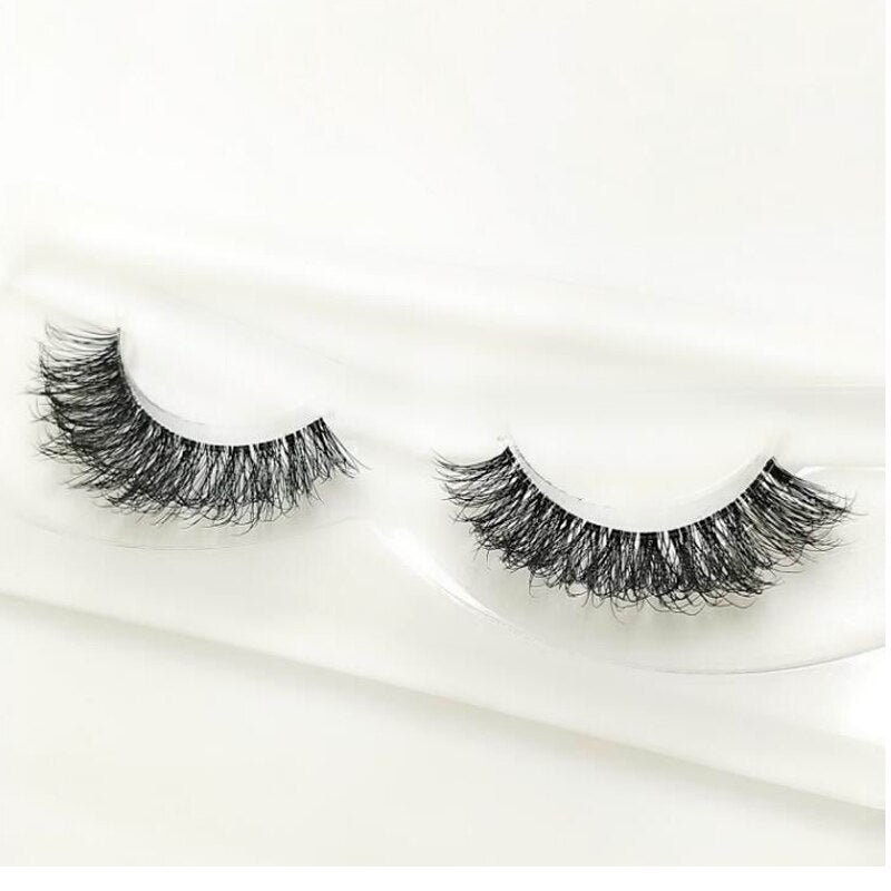 Transparent stem Mink Hair Eyelashes reusable Natural 3D Mink Messy Popular short False Eyelash Full Strip Eyelashes Extension