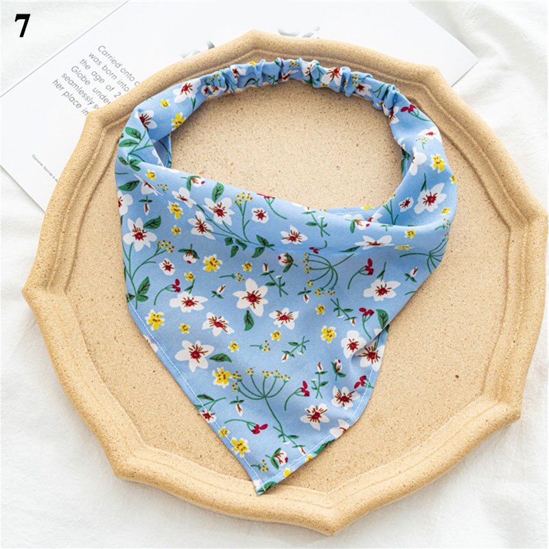 Floral Print Triangle Hair Scarf Headband Cute Turban Headwrap Head Scarf Elastic Hair Band Hairbands Women Hair Accessories summer wear