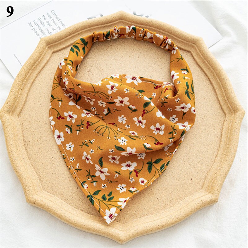 Floral Print Triangle Hair Scarf Headband Cute Turban Headwrap Head Scarf Elastic Hair Band Hairbands Women Hair Accessories summer wear