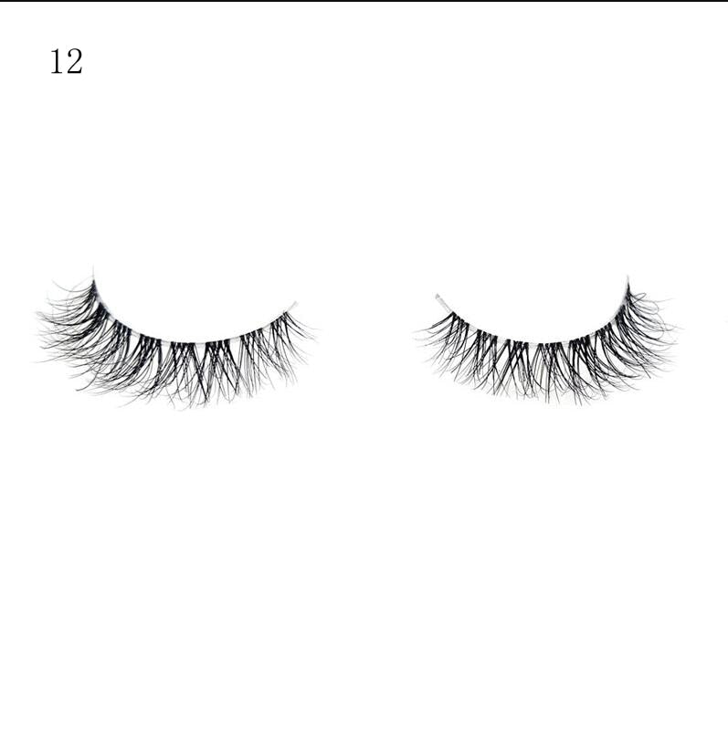 Transparent stem Mink Hair Eyelashes reusable Natural 3D Mink Messy Popular short False Eyelash Full Strip Eyelashes Extension