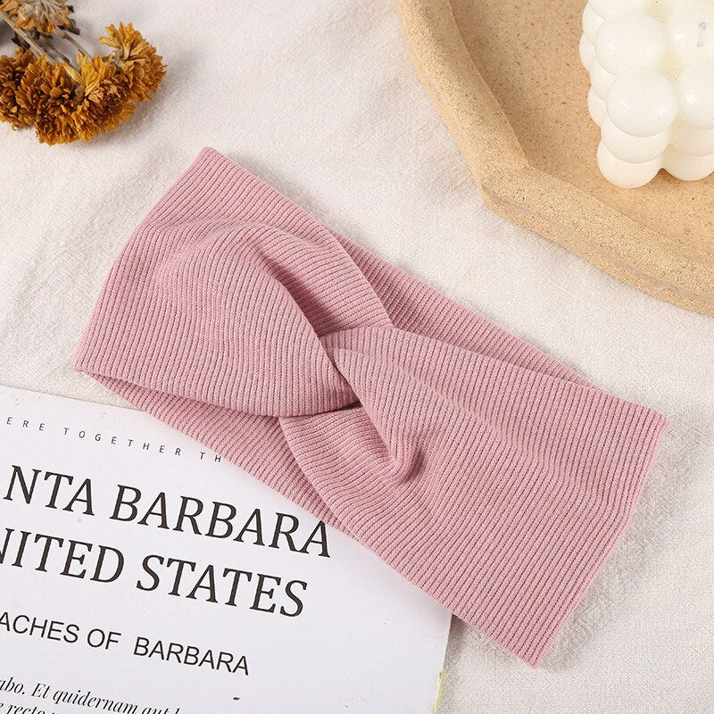 Woolen Cross Top Knot Elastic Hair Bands For Women Soft Solid Color Turban Headbands Women Girls Hair Accessories 2021
