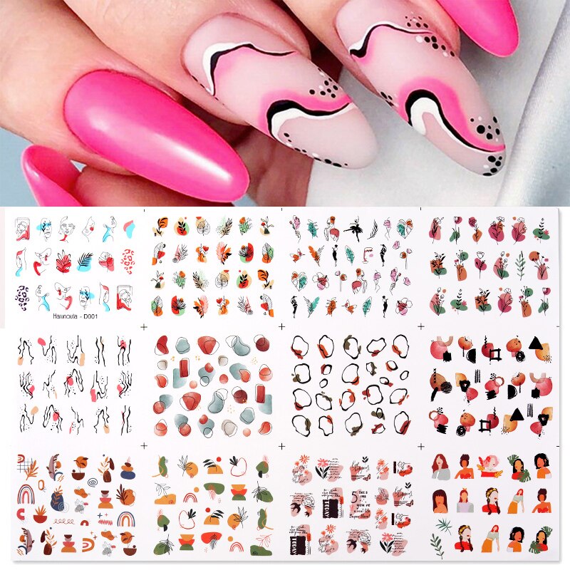Patterns For Nail Art - Floral Aesthetic | Geometrical pattern | Figurine | Abstract art sheets pack of 12