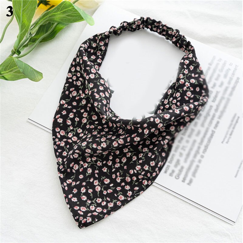 Floral Print Triangle Hair Scarf Headband Cute Turban Headwrap Head Scarf Elastic Hair Band Hairbands Women Hair Accessories summer wear