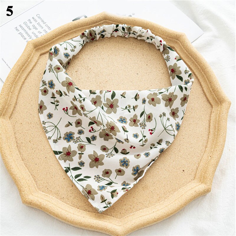 Floral Print Triangle Hair Scarf Headband Cute Turban Headwrap Head Scarf Elastic Hair Band Hairbands Women Hair Accessories summer wear