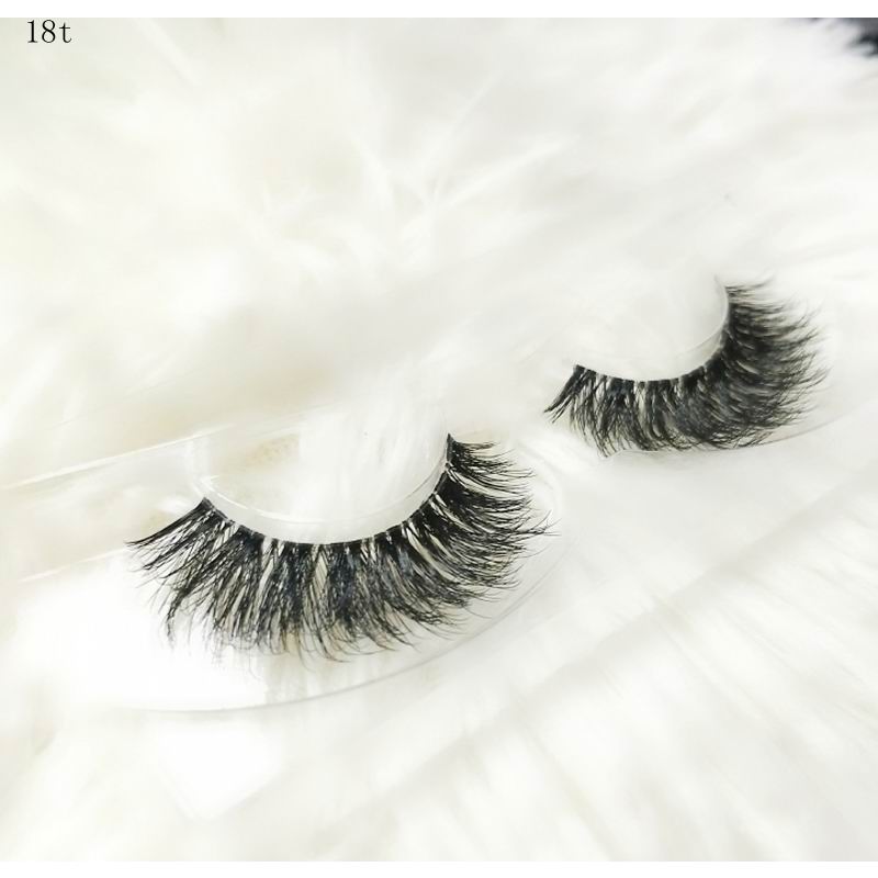 Transparent stem Mink Hair Eyelashes reusable Natural 3D Mink Messy Popular short False Eyelash Full Strip Eyelashes Extension