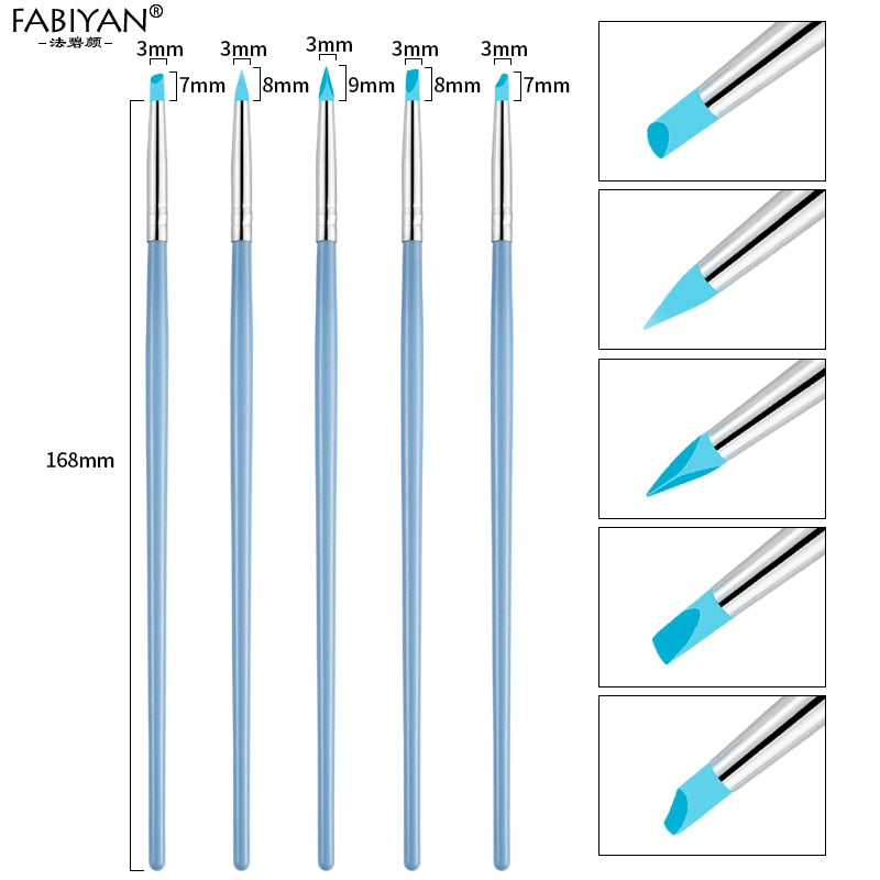 5Pcs of Silicone Manicure Tools Brush Soft Pen brushes for Nail Art