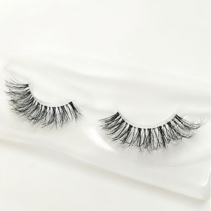 Transparent stem Mink Hair Eyelashes reusable Natural 3D Mink Messy Popular short False Eyelash Full Strip Eyelashes Extension