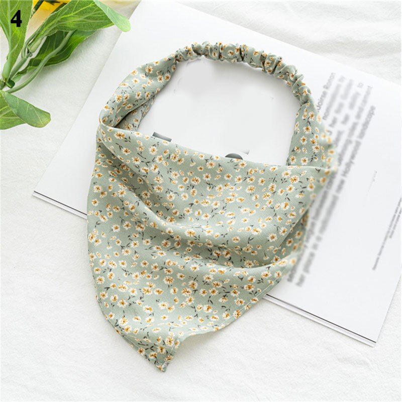 Floral Print Triangle Hair Scarf Headband Cute Turban Headwrap Head Scarf Elastic Hair Band Hairbands Women Hair Accessories summer wear