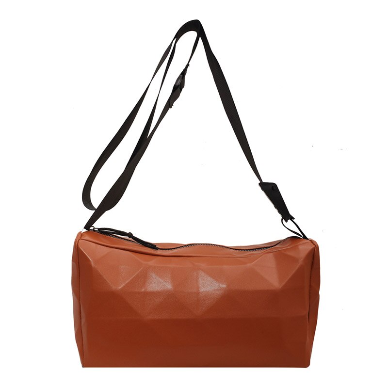 Geometric Pattern Large Bags for Women Pure Color Leather Girls Shoulder Bag