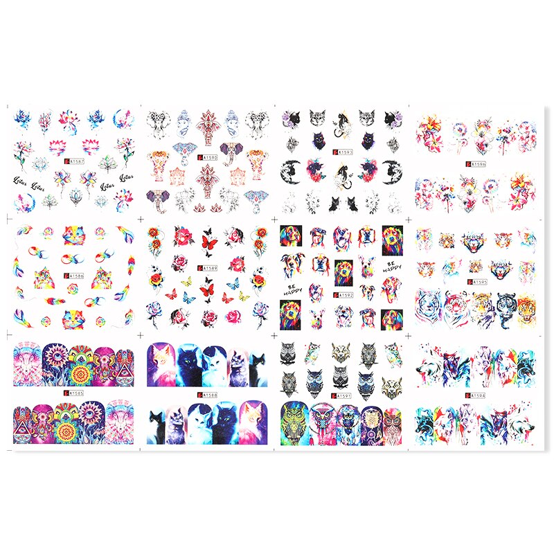 Patterns For Nail Art - Floral Aesthetic | Geometrical pattern | Figurine | Abstract art sheets pack of 12