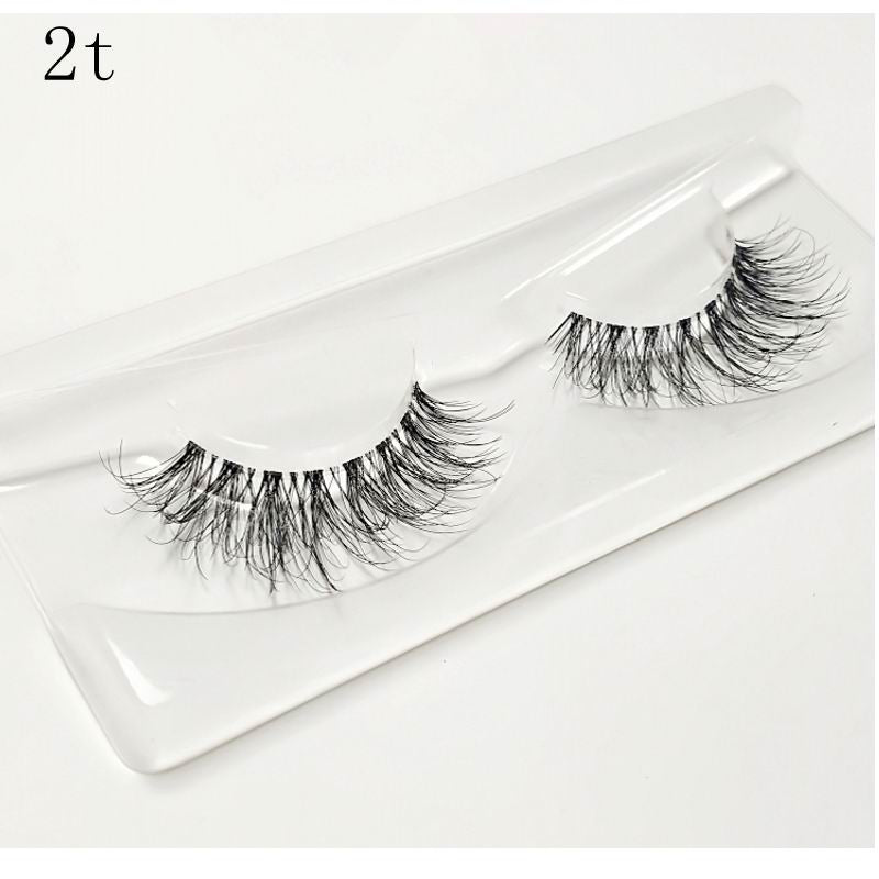Transparent stem Mink Hair Eyelashes reusable Natural 3D Mink Messy Popular short False Eyelash Full Strip Eyelashes Extension