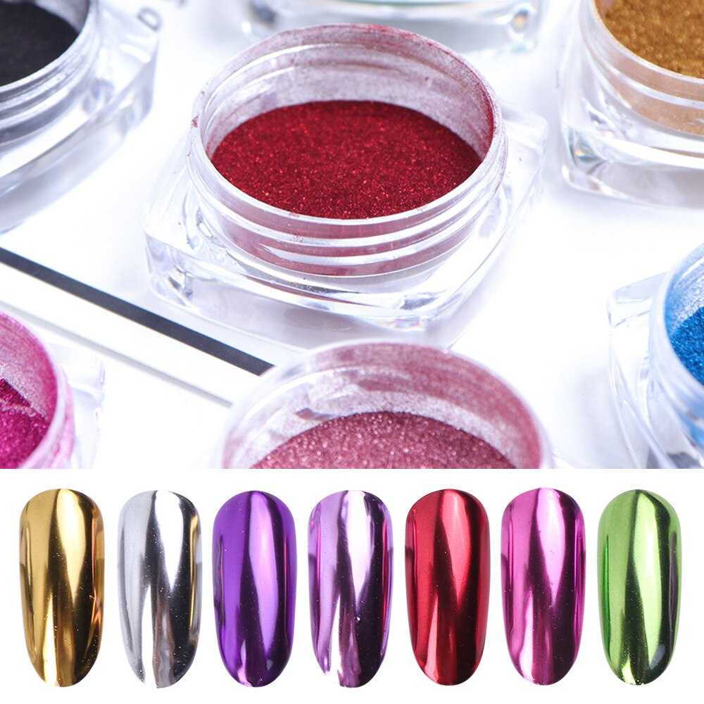 Blue -1 pack Mirror Powder Nail Chrome Gel Polish