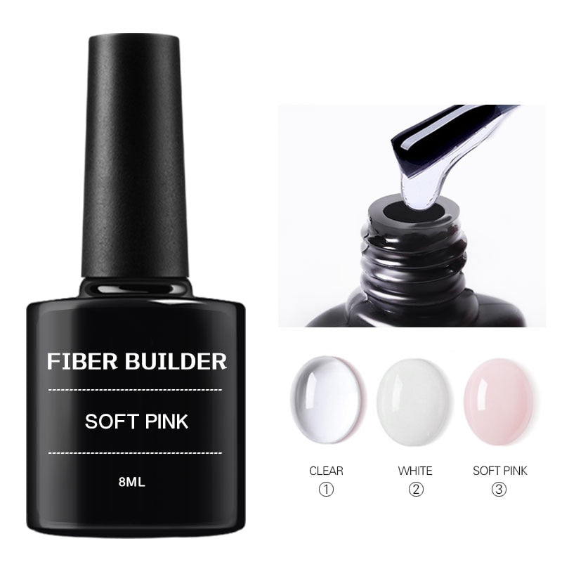 Fibre builder gel transparent white pink colors repair nail tips UV nail polish fiber gel