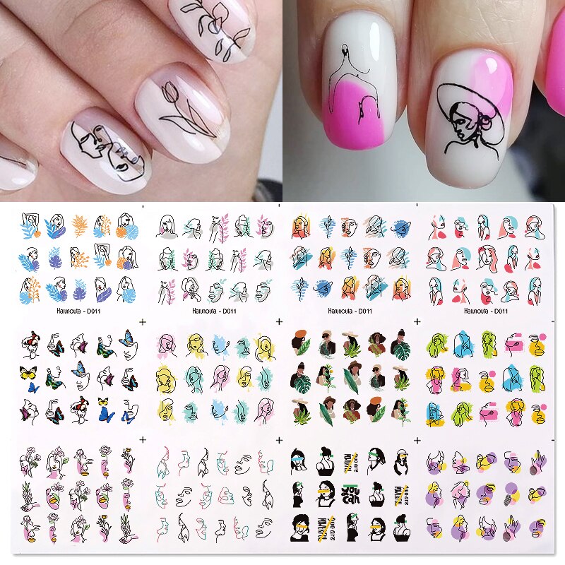 Patterns For Nail Art - Floral Aesthetic | Geometrical pattern | Figurine | Abstract art sheets pack of 12