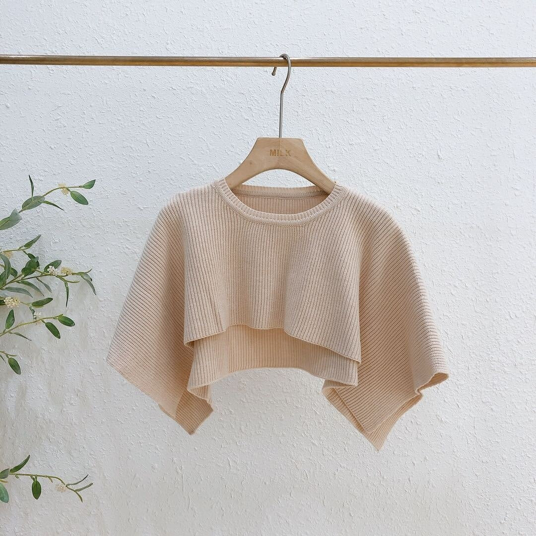 Knitted Cape Women Clothing O Neck Solid Short Tops Shawl Sweater Jumper 2023 Autumn Fashion Wild Knitted
