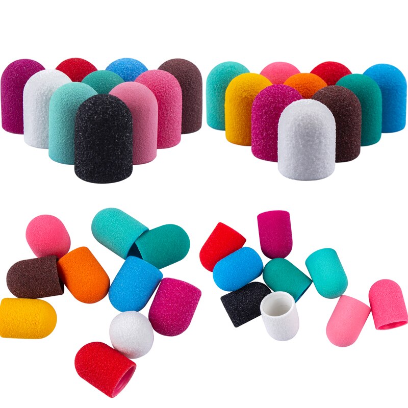 10pcs Nail Sanding Caps With Rubber Gel Polish Remover Nail