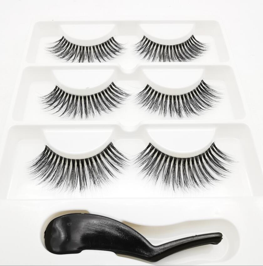 3 pairs 3D Mink Lashes Natural Long Wispy False Eyelashes +tweezers
