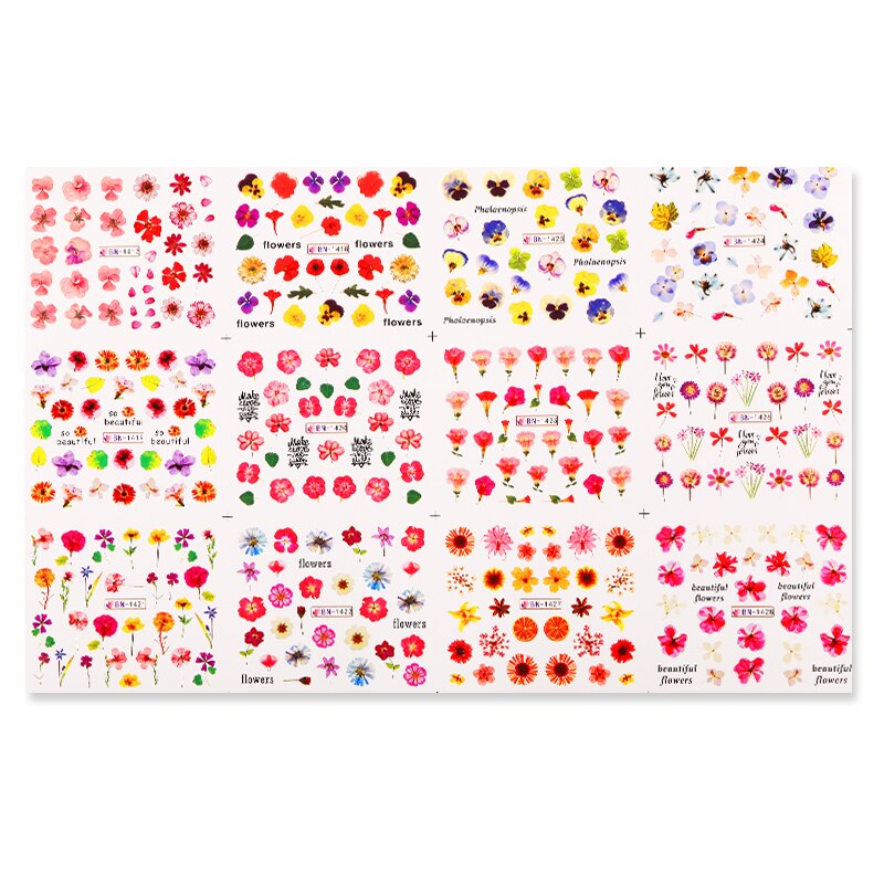 Patterns For Nail Art - Floral Aesthetic | Geometrical pattern | Figurine | Abstract art sheets pack of 12