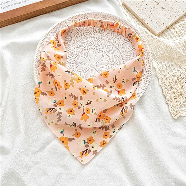 Floral Print Triangle Hair Scarf Headband Cute Turban Headwrap Head Scarf Elastic Hair Band Hairbands Women Hair Accessories summer wear