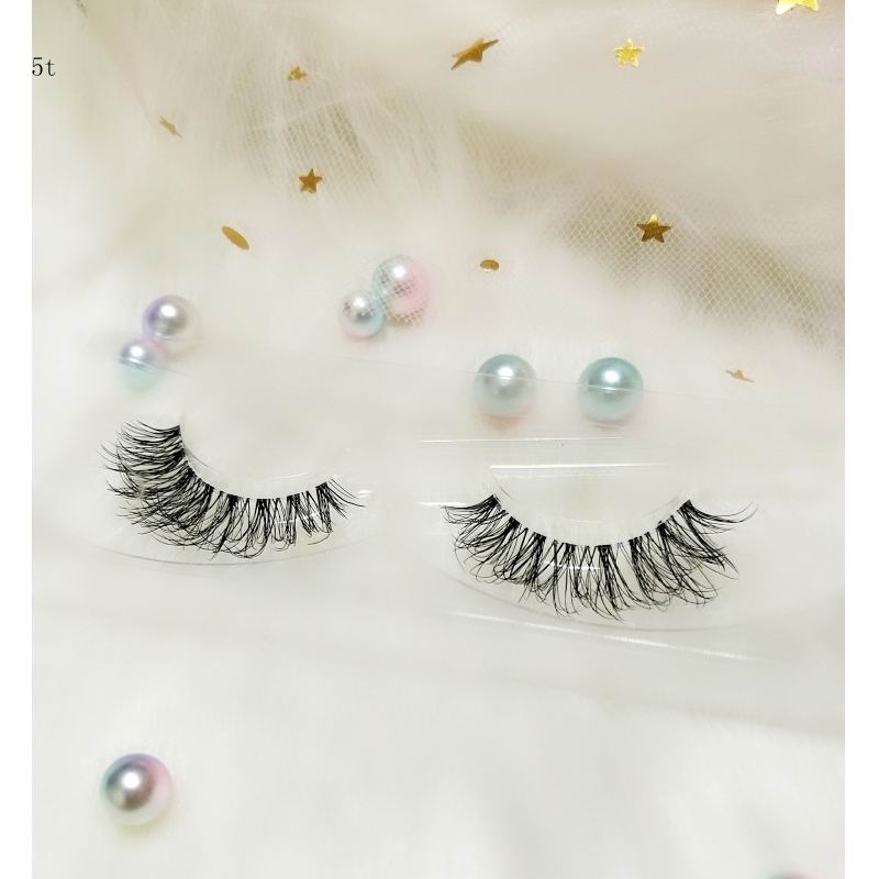 Transparent stem Mink Hair Eyelashes reusable Natural 3D Mink Messy Popular short False Eyelash Full Strip Eyelashes Extension