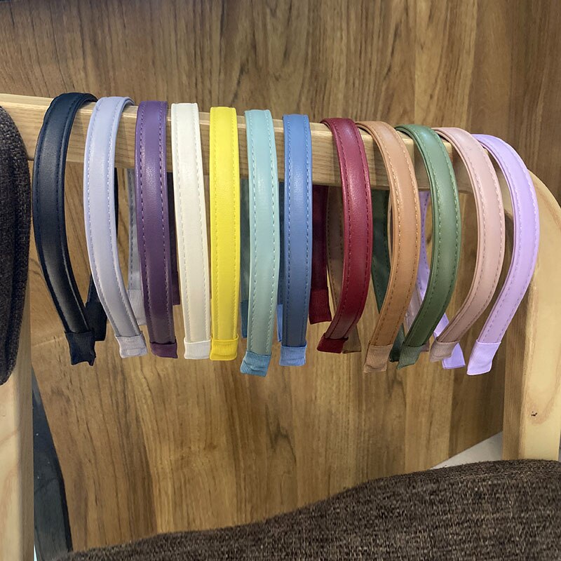 Women Headband PU Leather Retro Hairbands For Women Thin Girls Hair Band Female Hair Accessories Handmade Head Hoop