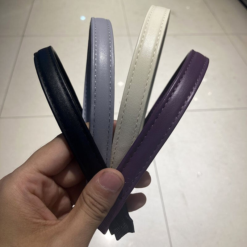 Women Headband PU Leather Retro Hairbands For Women Thin Girls Hair Band Female Hair Accessories Handmade Head Hoop