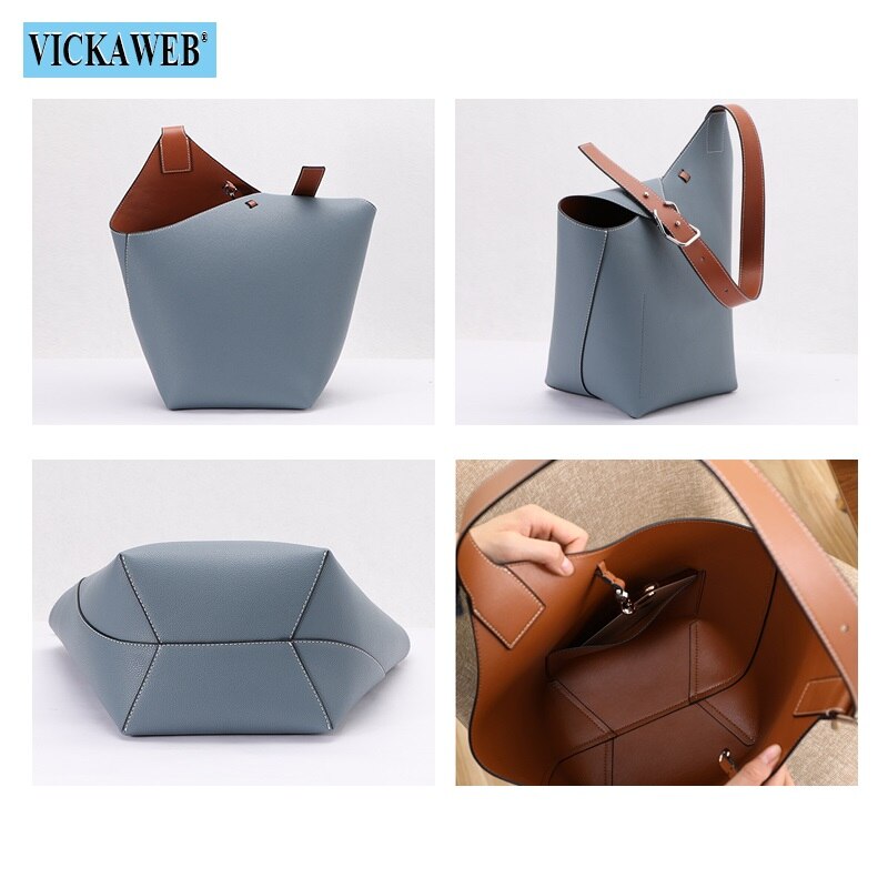 Free Gift 2022 Trend Women Brand Shoulder Bags 100% Genuine Leather Female Fashion Designer Shopper Tote Handbags Bucket Purses