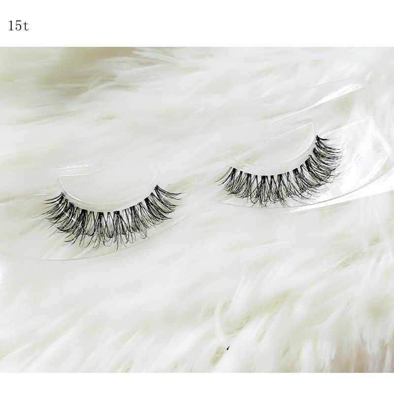 Transparent stem Mink Hair Eyelashes reusable Natural 3D Mink Messy Popular short False Eyelash Full Strip Eyelashes Extension