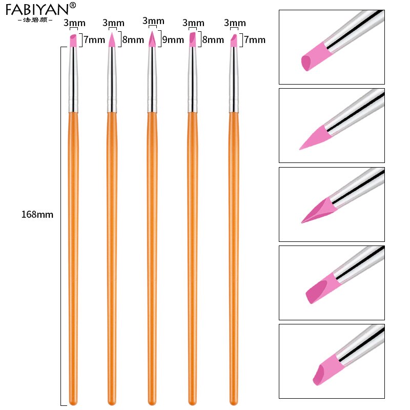 5Pcs of Silicone Manicure Tools Brush Soft Pen brushes for Nail Art