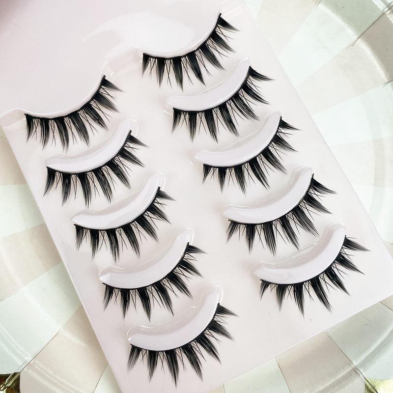 New 5 Pairs Eyelash Handmade Acrylic Cross Eyelash Female Japanese 3D Natural Lashes