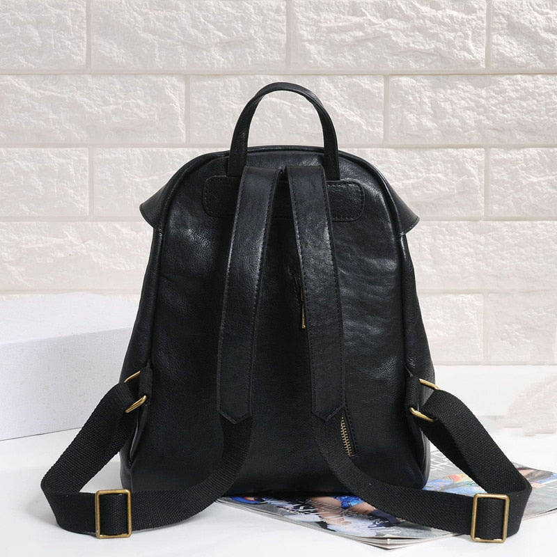Vintage Natural Leather Backpacks For Women Casual Travel Female Knapsack High Quality Genuine Leather Daily Student Schoolbag