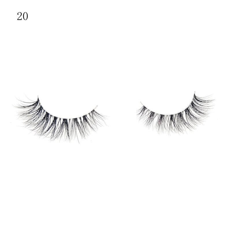 Transparent stem Mink Hair Eyelashes reusable Natural 3D Mink Messy Popular short False Eyelash Full Strip Eyelashes Extension