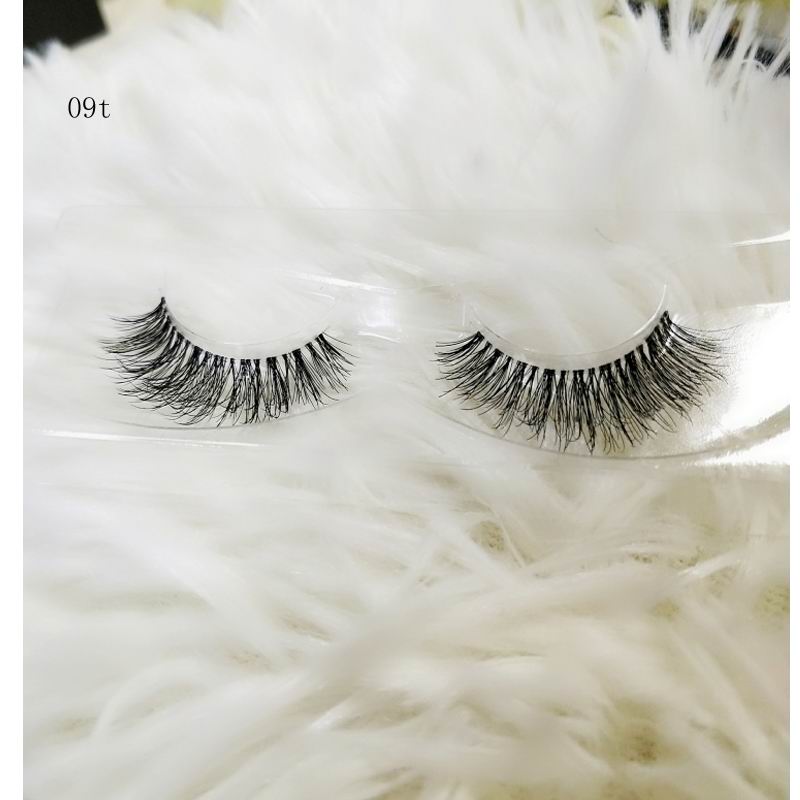 Transparent stem Mink Hair Eyelashes reusable Natural 3D Mink Messy Popular short False Eyelash Full Strip Eyelashes Extension