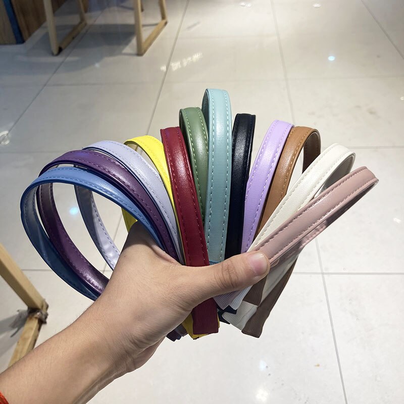 Women Headband PU Leather Retro Hairbands For Women Thin Girls Hair Band Female Hair Accessories Handmade Head Hoop