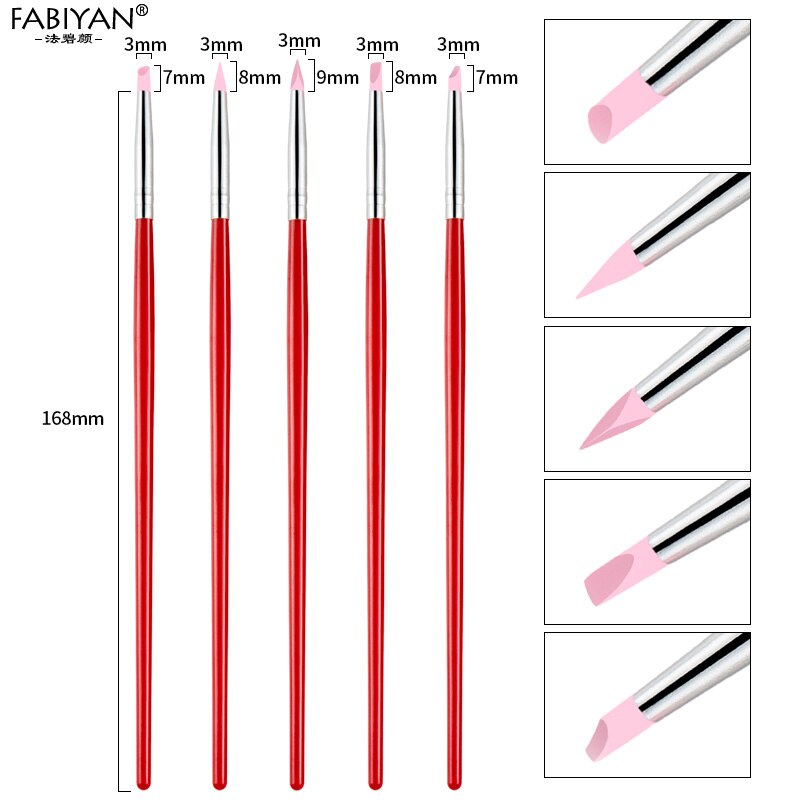 5Pcs of Silicone Manicure Tools Brush Soft Pen brushes for Nail Art