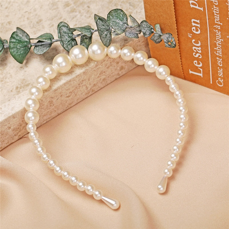 New Simple Full Pearls Women Hairbands Sweet Headband Hair Hoops Holder Ornament Head Band Lady Elegant Fashion Hair Accessories