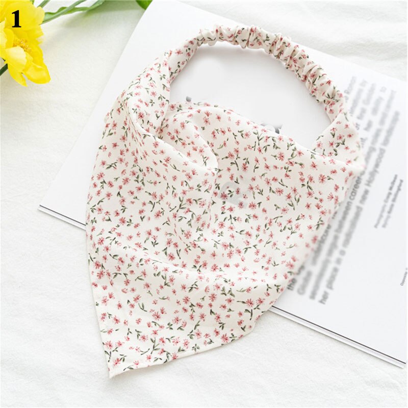 Floral Print Triangle Hair Scarf Headband Cute Turban Headwrap Head Scarf Elastic Hair Band Hairbands Women Hair Accessories summer wear