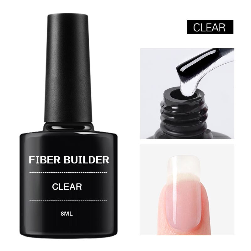 Fibre builder gel transparent white pink colors repair nail tips UV nail polish fiber gel