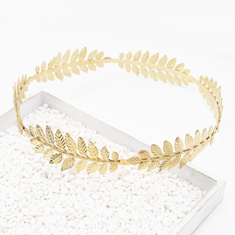 Fashion Golden Leaf Laurel Tiara Grecian Leaf Back Headwear Pearl Wedding Tiara Headband Hair Crown Bridal Hair Accessories