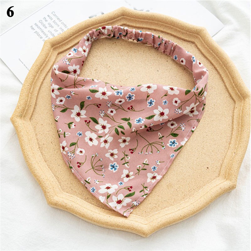 Floral Print Triangle Hair Scarf Headband Cute Turban Headwrap Head Scarf Elastic Hair Band Hairbands Women Hair Accessories summer wear