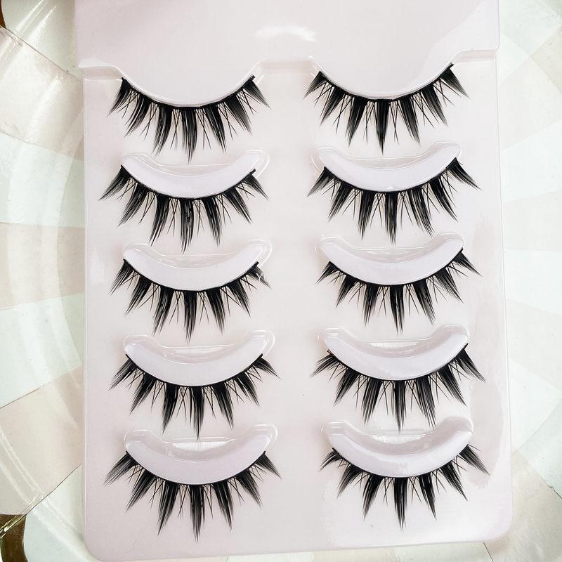 New 5 Pairs Eyelash Handmade Acrylic Cross Eyelash Female Japanese 3D Natural Lashes