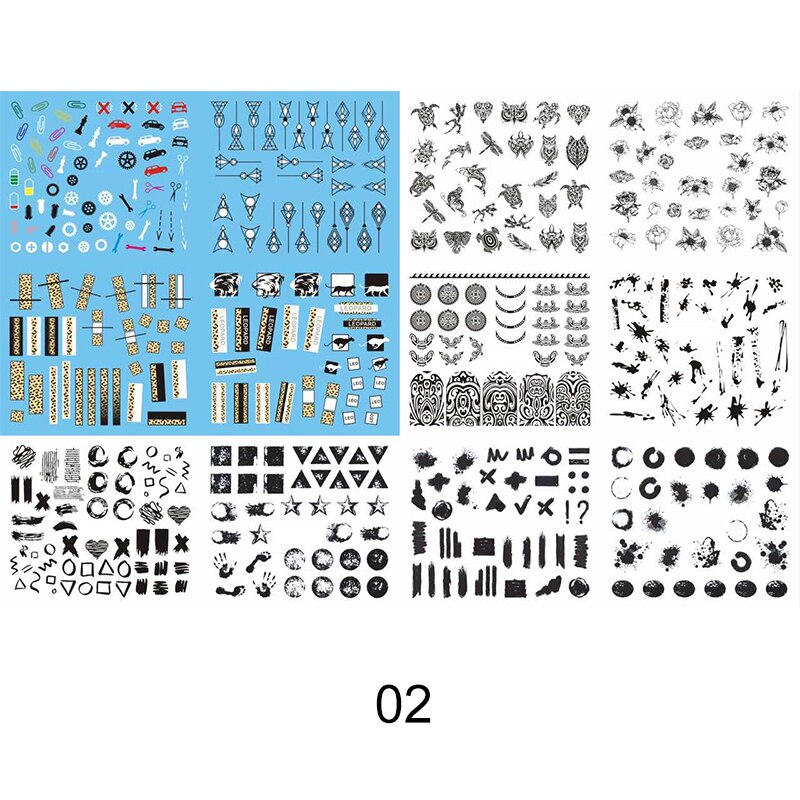 Patterns For Nail Art - Floral Aesthetic | Geometrical pattern | Figurine | Abstract art sheets pack of 12