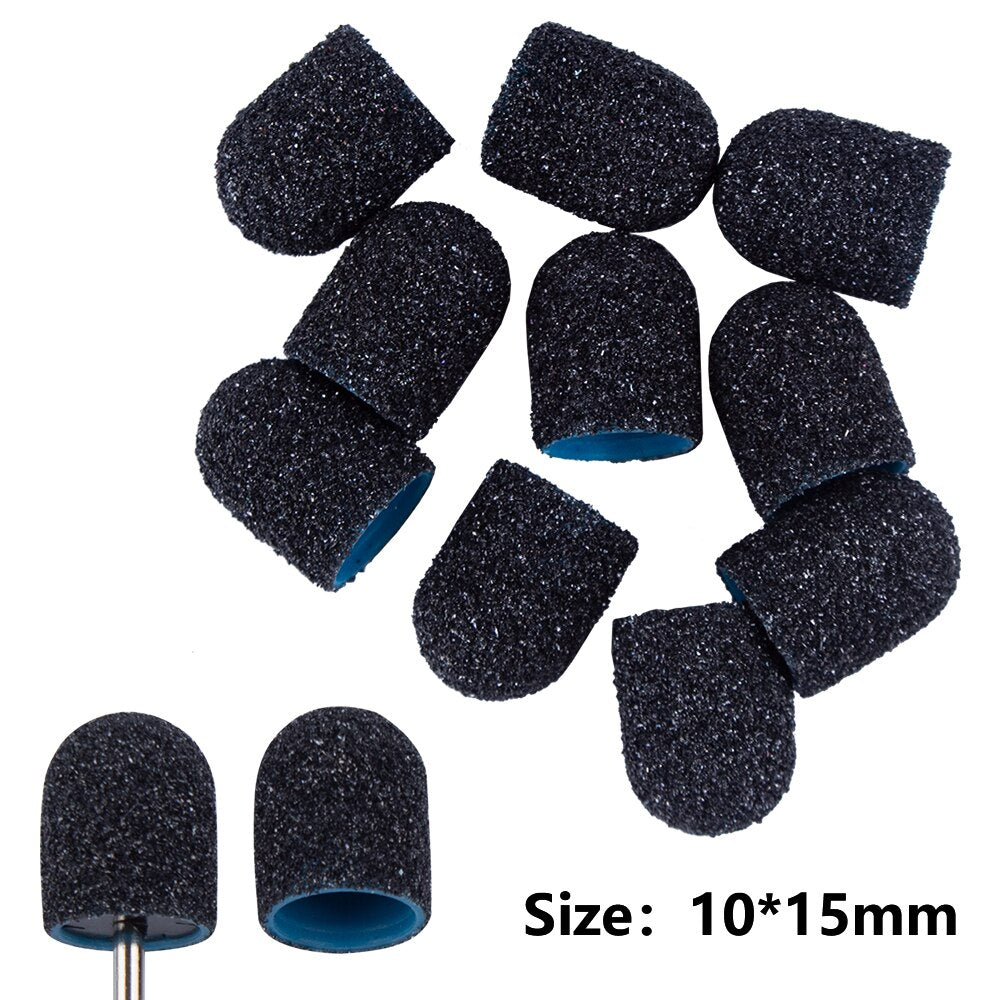 10pcs Nail Sanding Caps With Rubber Gel Polish Remover Nail