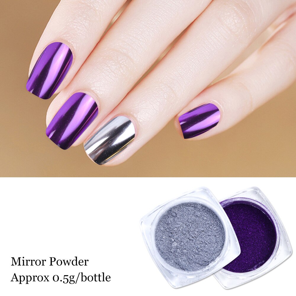 Blue -1 pack Mirror Powder Nail Chrome Gel Polish