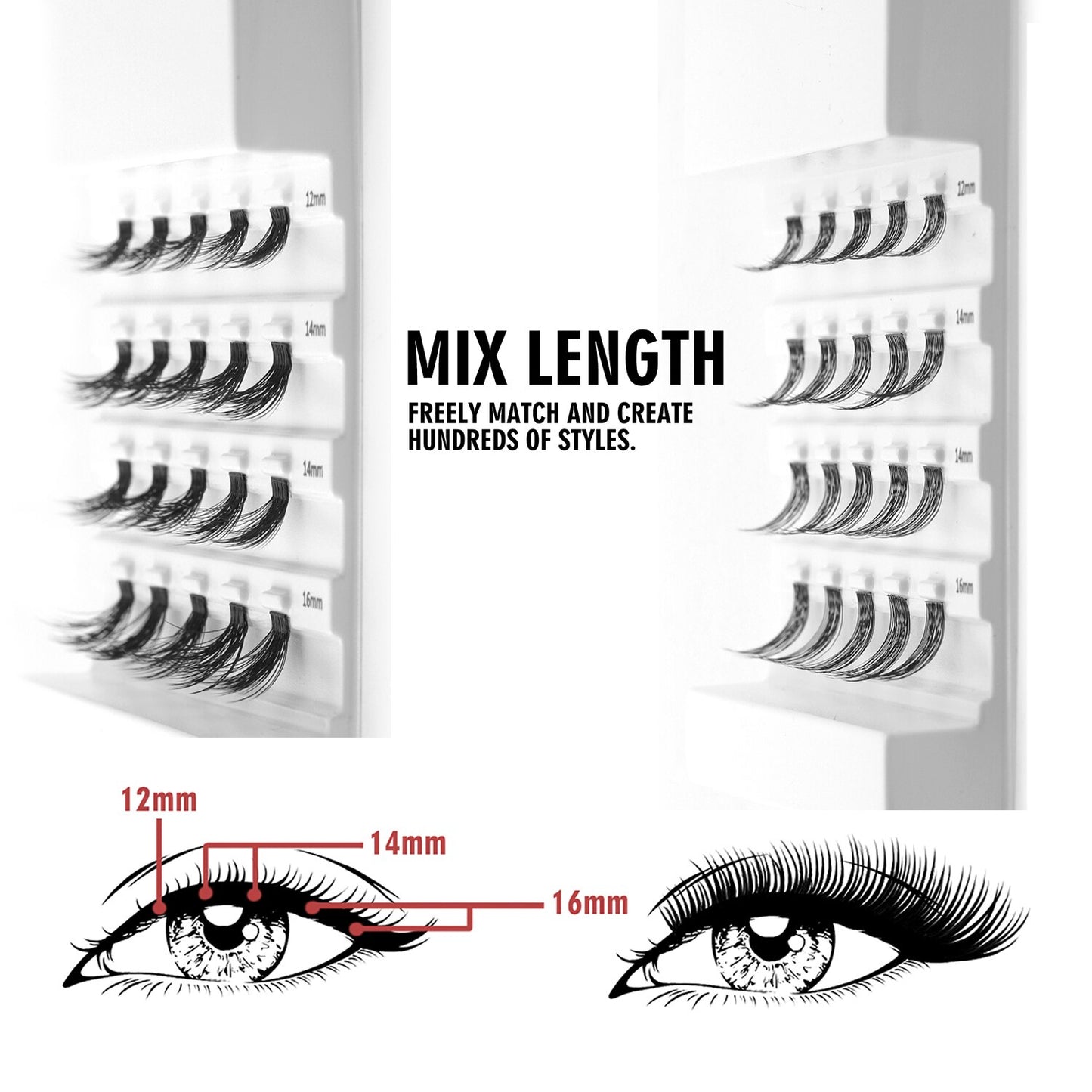 Natural 3D Barbie Volume Cluster Lashes Makeup Lashes Mix 3D Effect Individual Lash