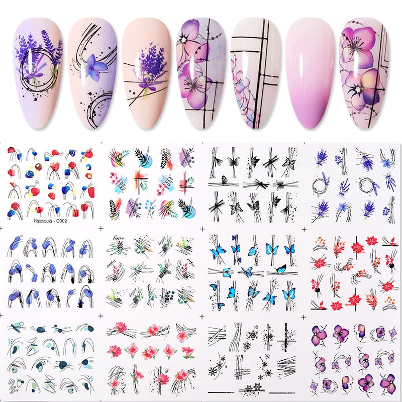 Patterns For Nail Art - Floral Aesthetic | Geometrical pattern | Figurine | Abstract art sheets pack of 12