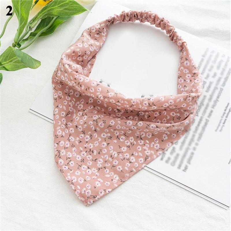 Floral Print Triangle Hair Scarf Headband Cute Turban Headwrap Head Scarf Elastic Hair Band Hairbands Women Hair Accessories summer wear