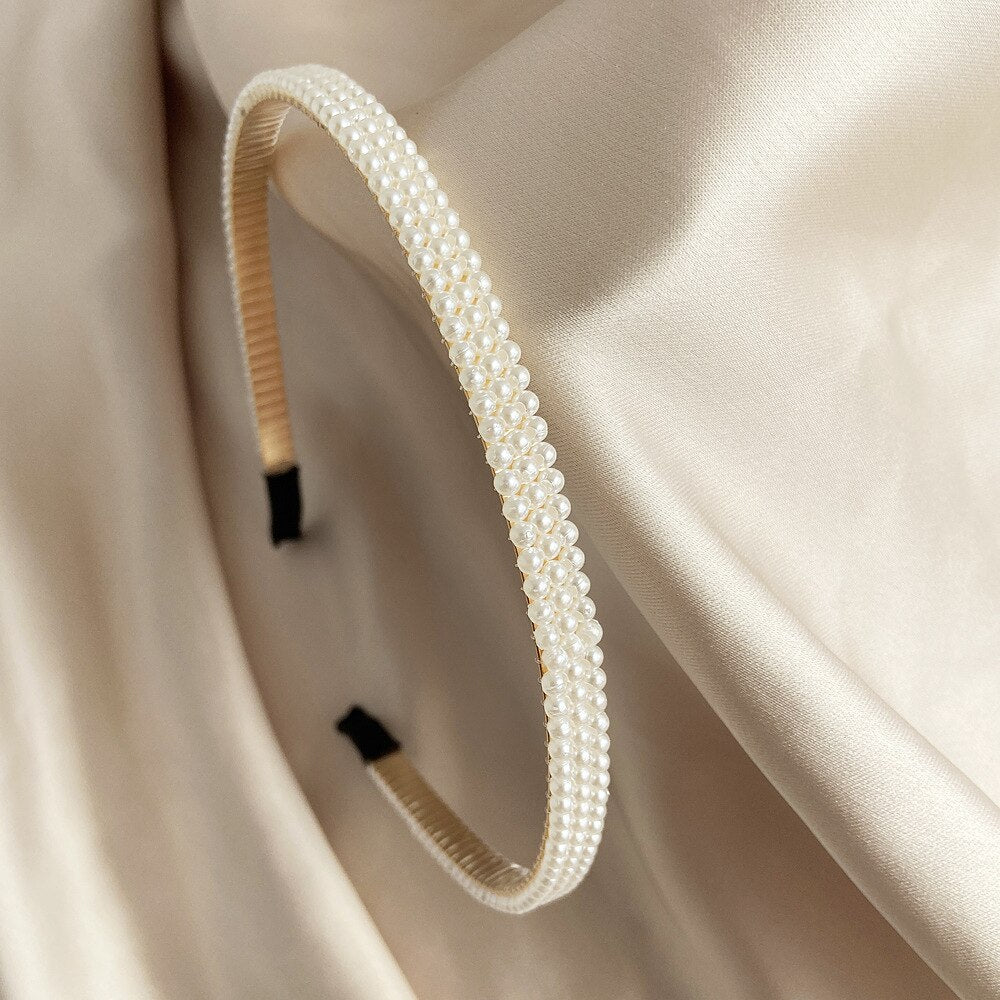 New Simple Full Pearls Women Hairbands Sweet Headband Hair Hoops Holder Ornament Head Band Lady Elegant Fashion Hair Accessories